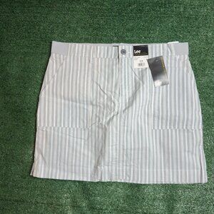 Lee Ultra Soft Waistband Mid Rise Grey Stripe Skort Comfy Skirt Size 16M NEW